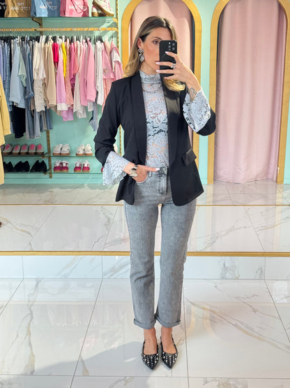 Jean straight gris chiné - stretch & confort