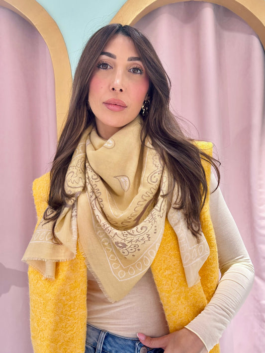 Chèche bandana jaune pastel