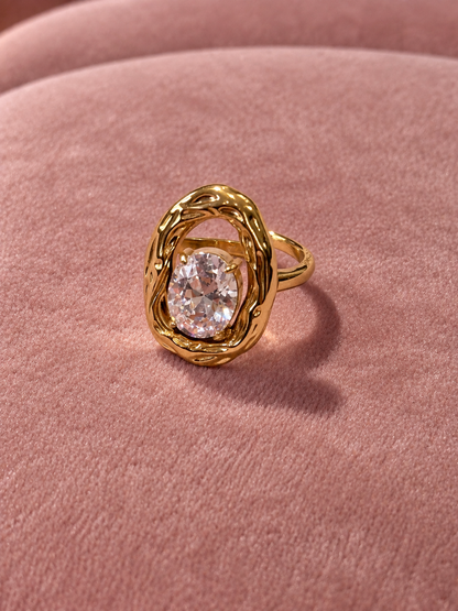 Bague ronde avec strass