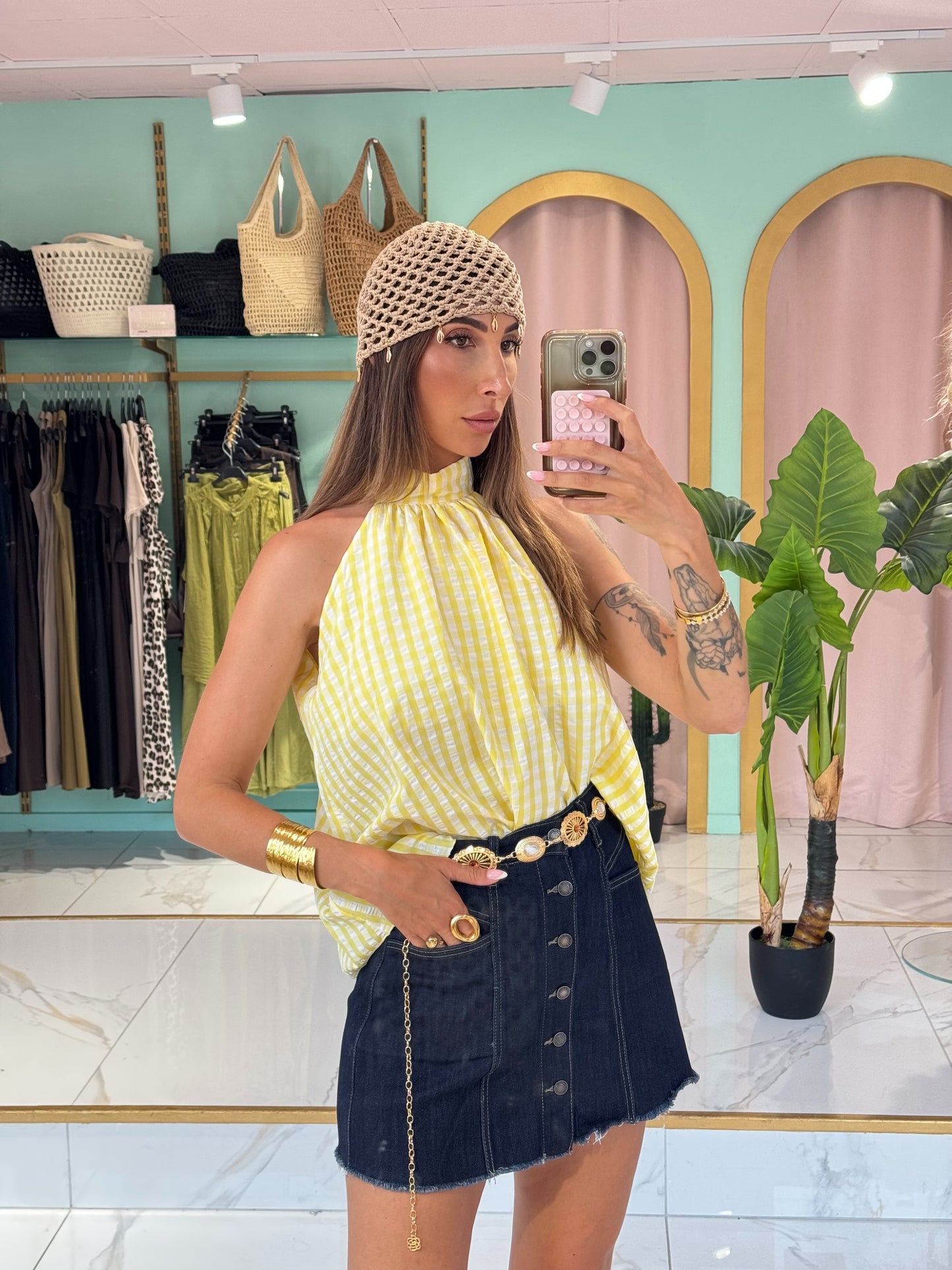 Top Vichy - jaune