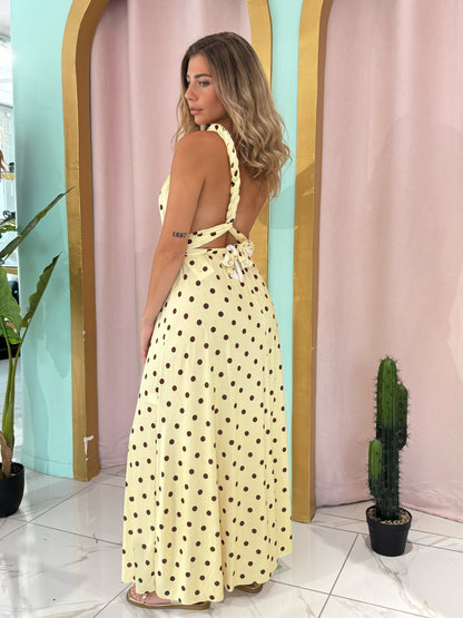 Robe Multi-Positions - jaune à pois marron