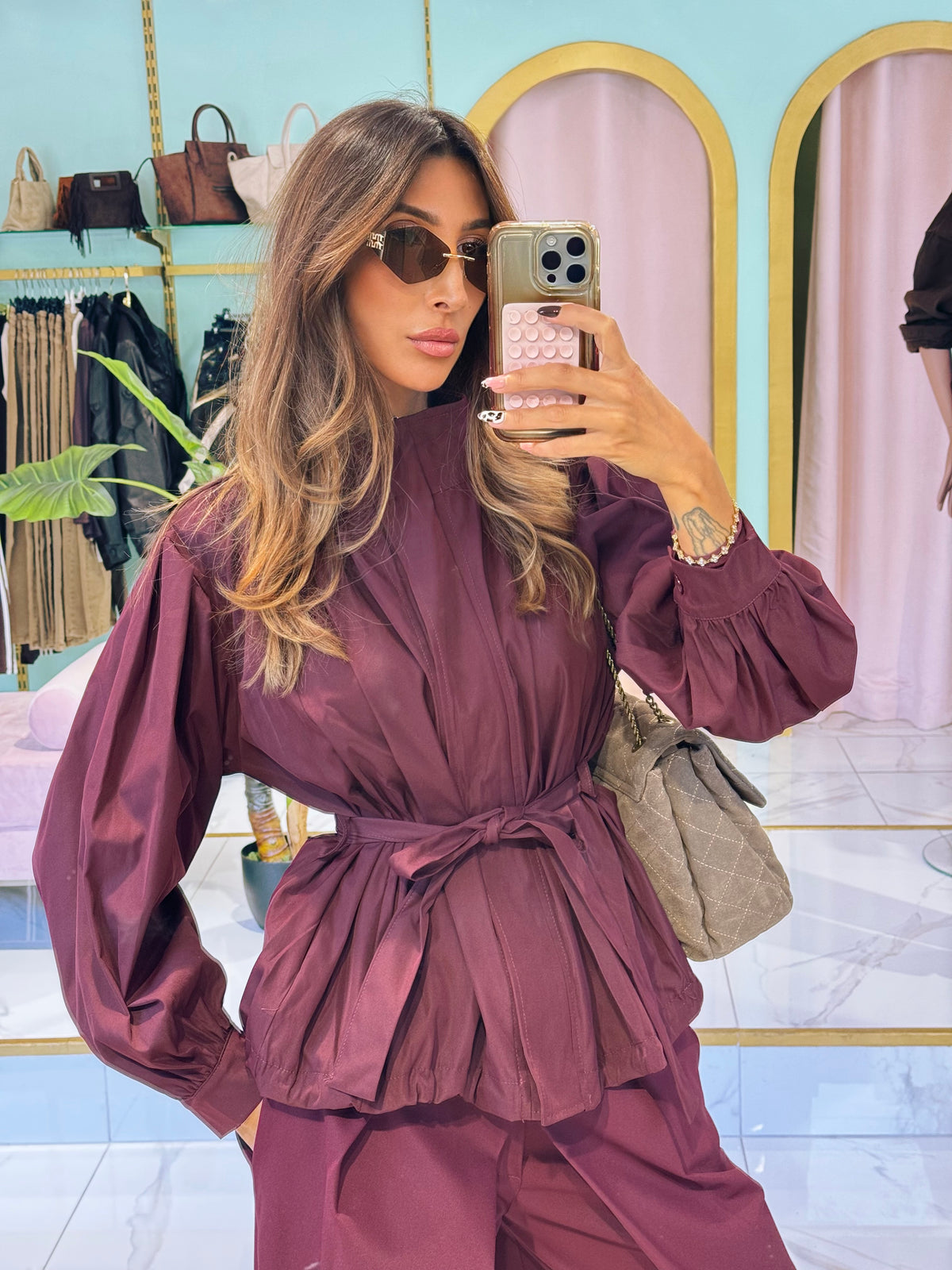 Veste légère déperlante – Coupe loose bordeaux