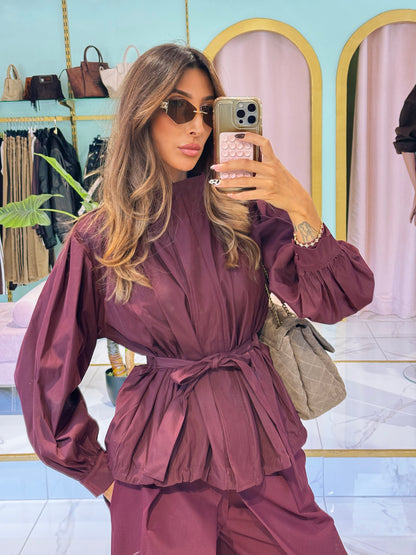 Veste légère déperlante – Coupe loose bordeaux