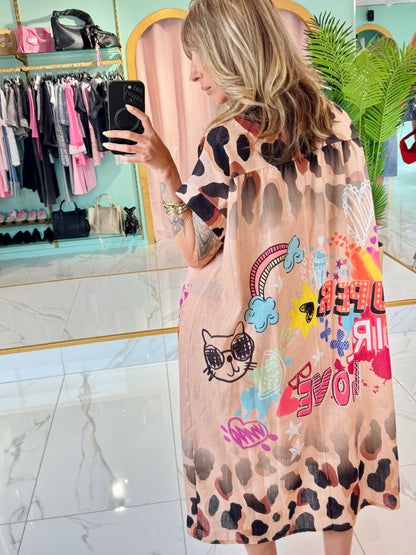 Robe imprimée détail léopard