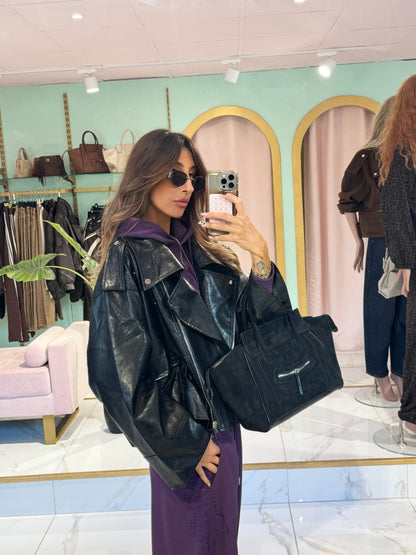 Perfecto oversize en simili cuir- noir