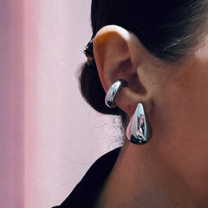 Bague d’oreille unisexe  épai & lisse argenté