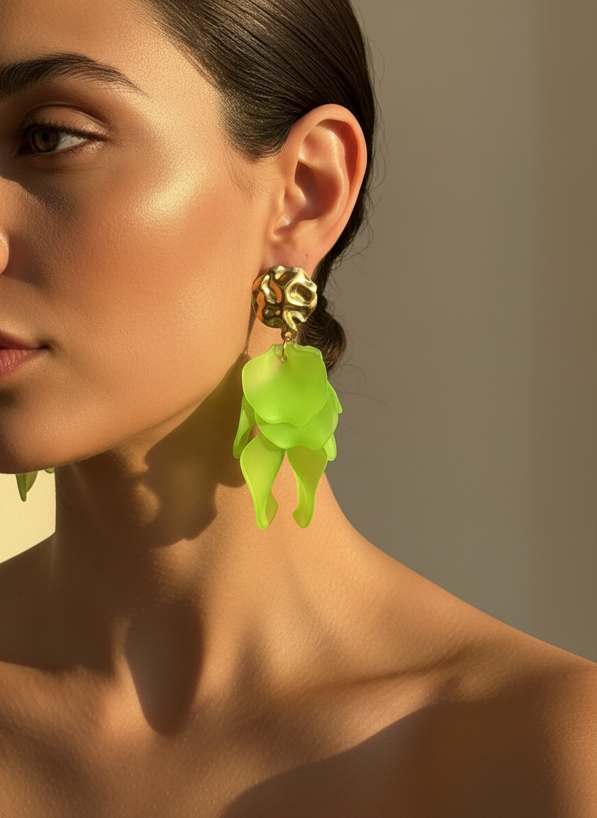 Boucles d’oreilles fleur résine - vert
