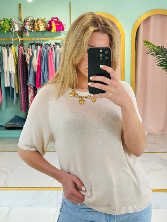 Top en maille fluide – confort & basique coloris beige