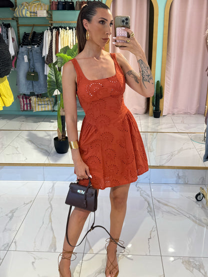 Robe crochet patineuse - terracota