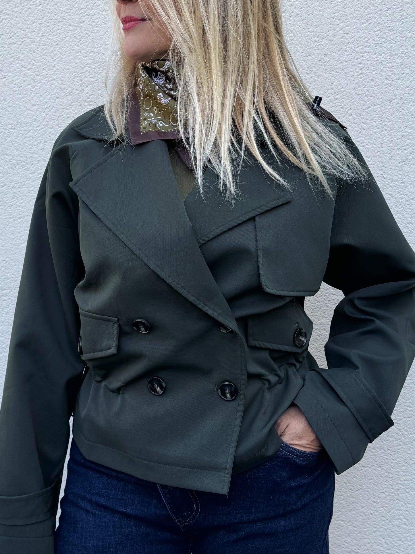 Trench Court Oversize avec Cordon Ajustable kaki