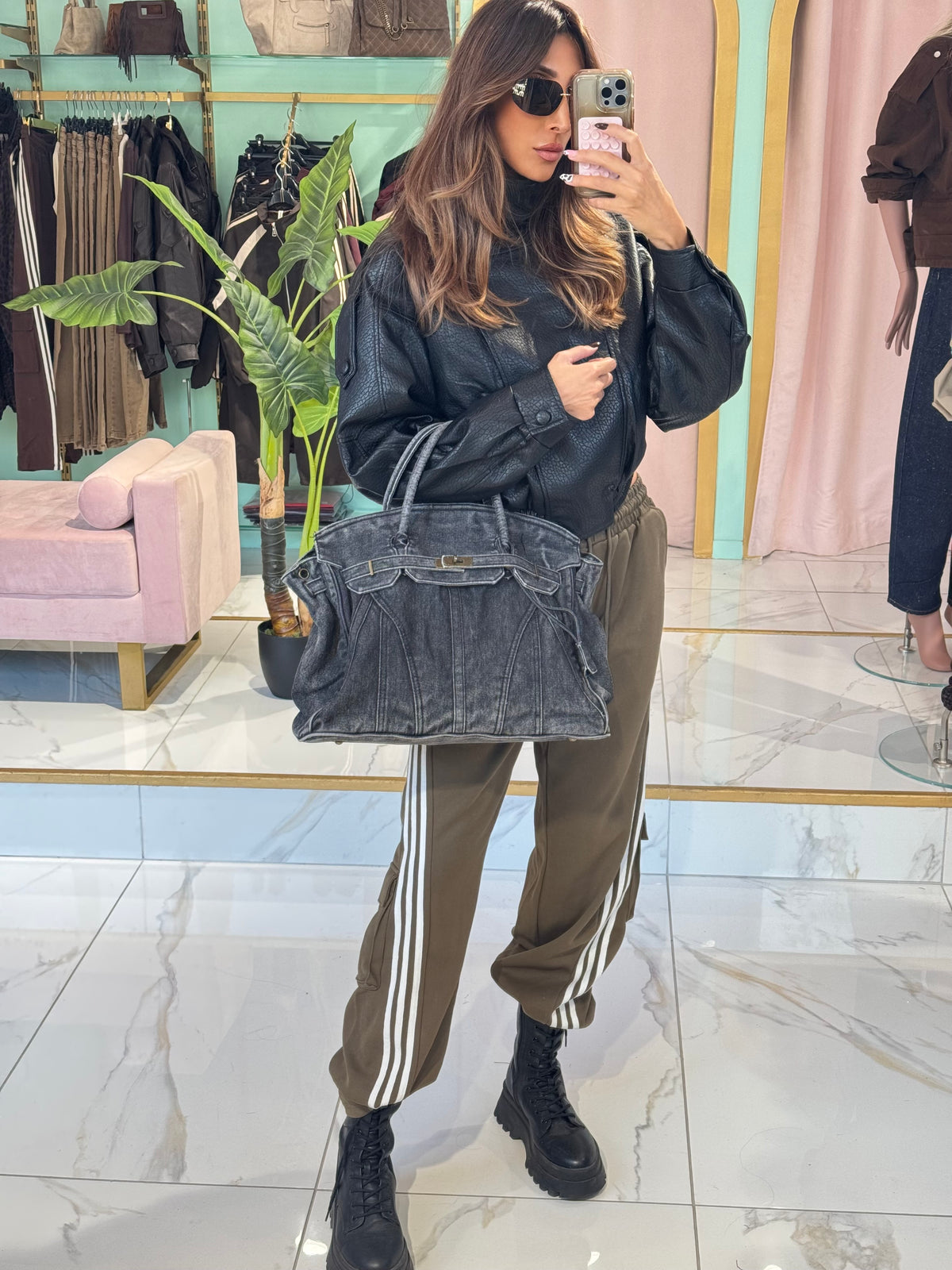 Sac dupe Hector en jean - noir
