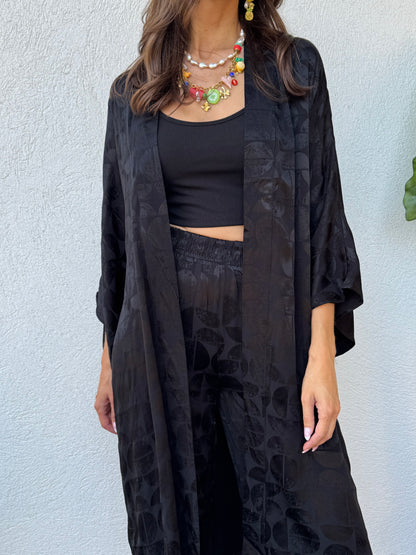 Ensemble kimono satiné noir