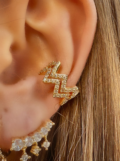 Bague d’oreille double vague coloris or