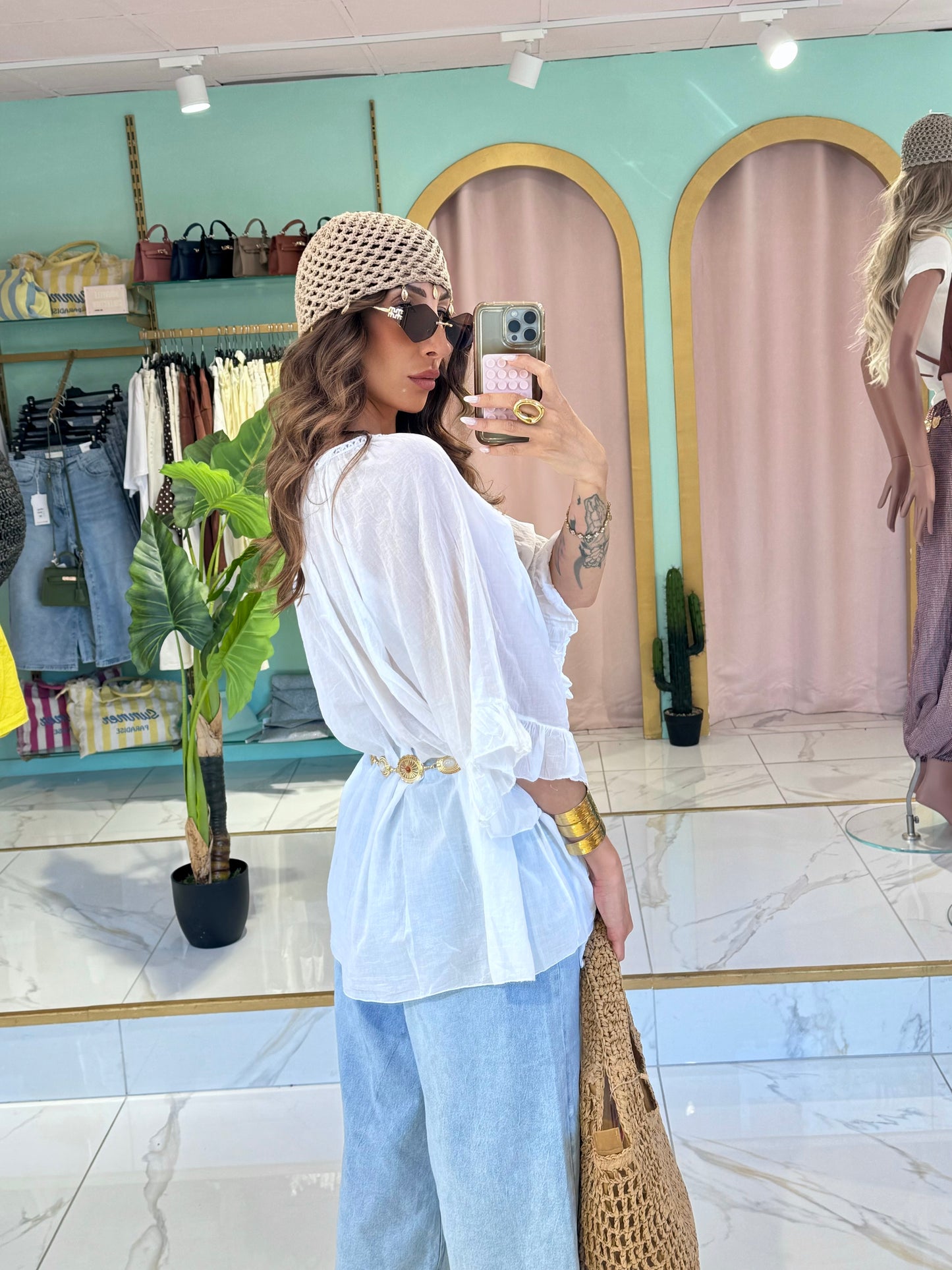 Blouse tunique loose & légère - blanche