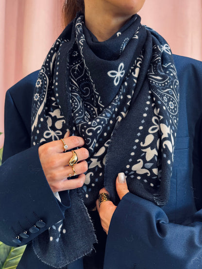 chèche imprimé style bandana – bleu marine