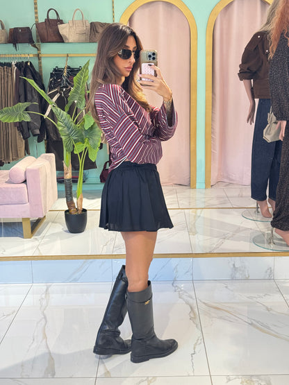 Short façon jupe style chemise nouée noir