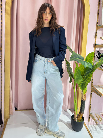 Top moulant en cachemire bleu marine