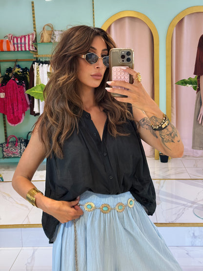 Blouse légère sans manches- noire
