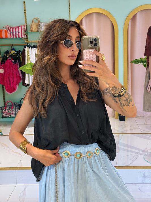 Blouse légère sans manches- noire