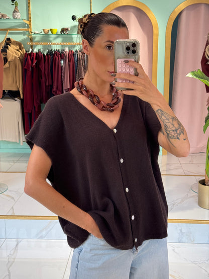 Collier maillon xl en résine chocolat bicolore