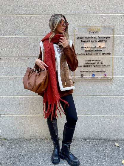 Sac Dupe En Cuir Grainé - Camel