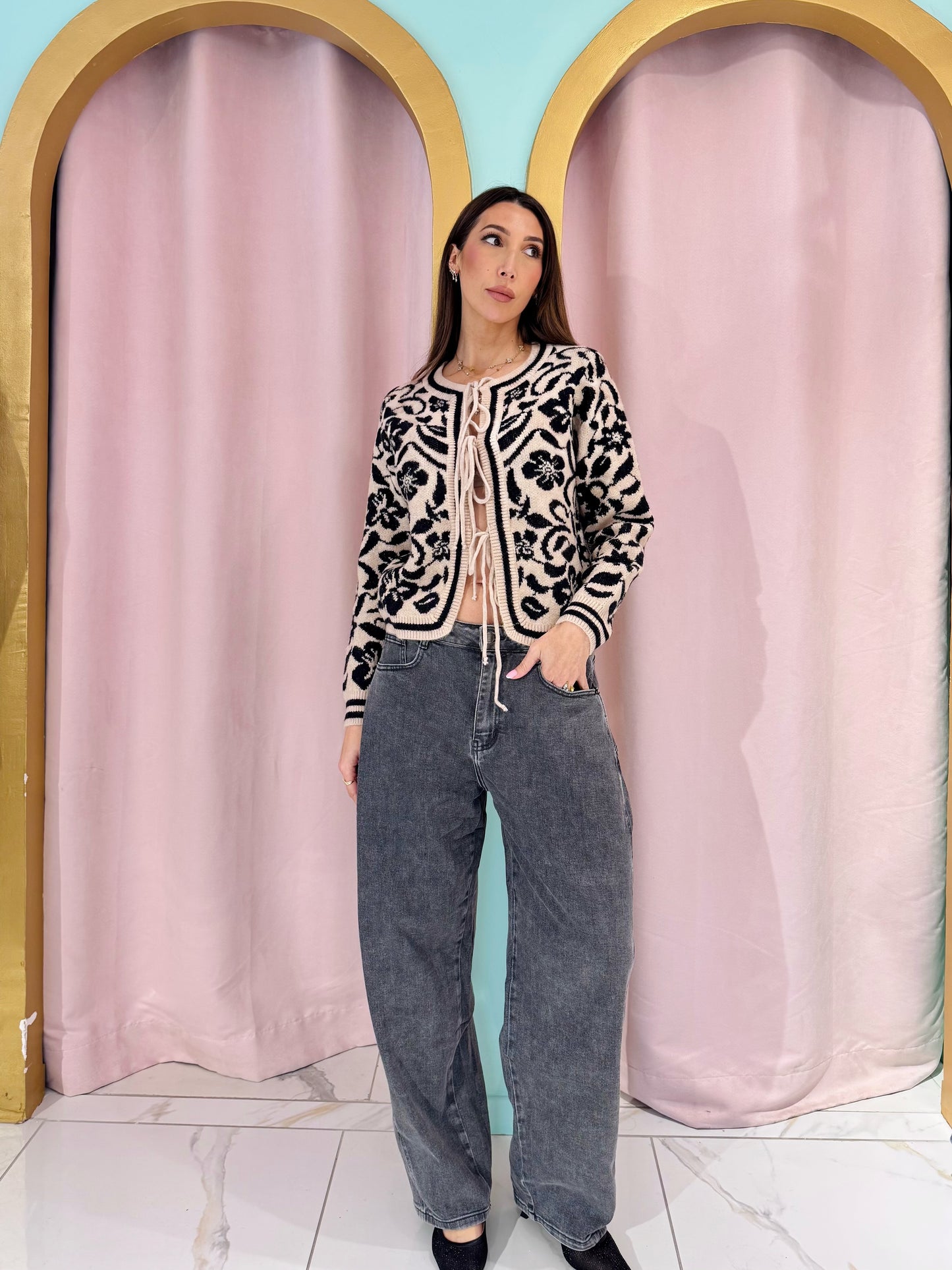 Jean baloon baggy gris