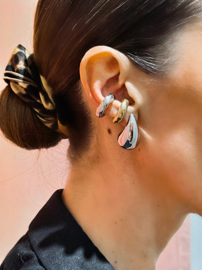 Bague d’oreille unisexe  épai & vague  argenté