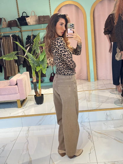 Jean Marivy beige sable coupe baloon fit