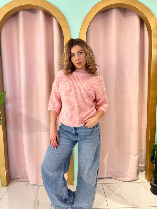 Pull maille côtelée – saumon