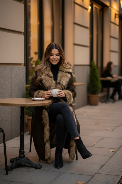 Manteau à fausse fourrure style 2000’s marron