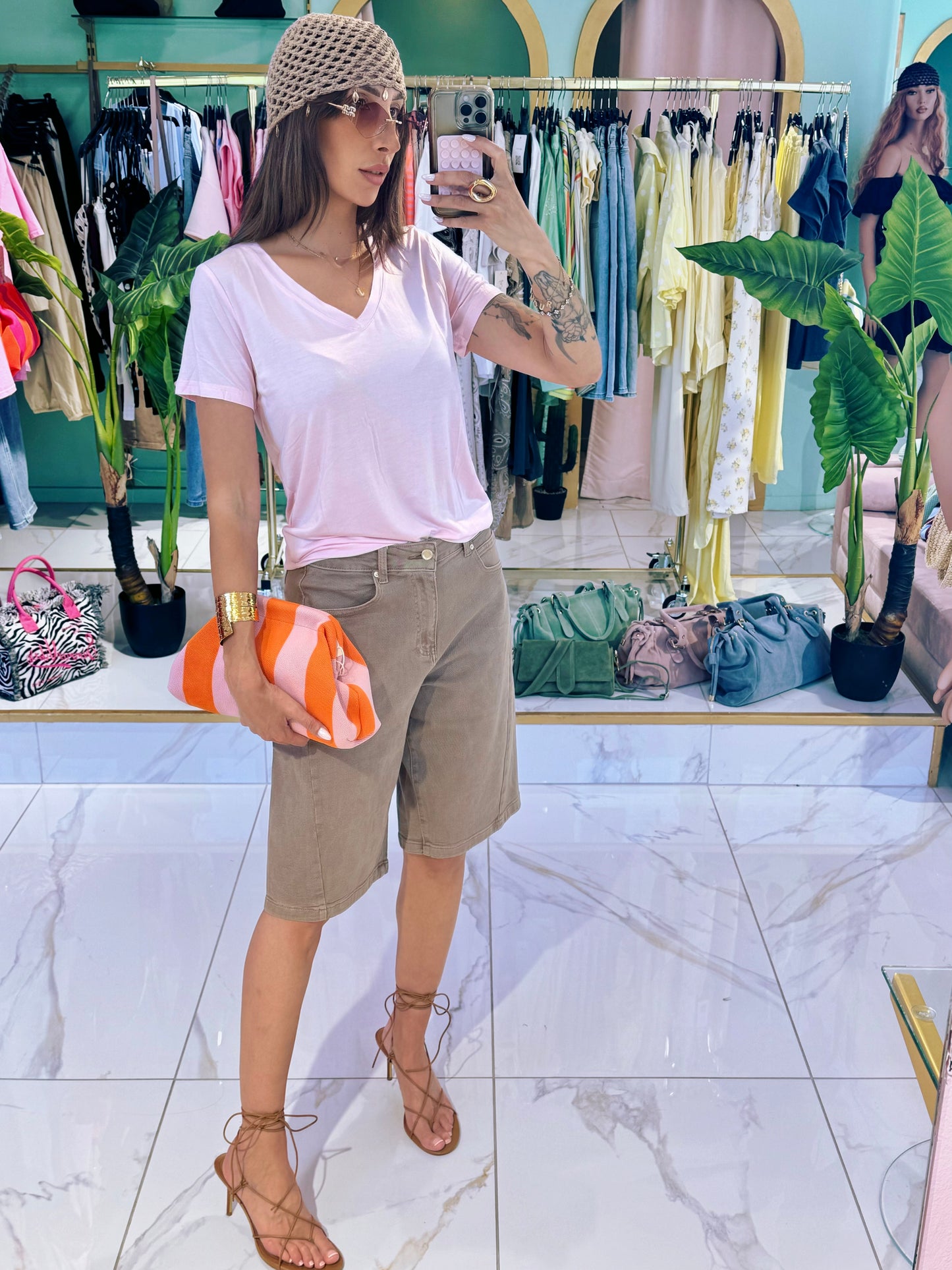 T-shirt Col V Ultra Doux – rose