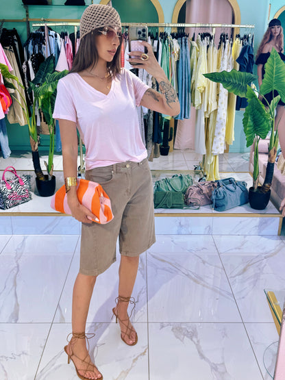 T-shirt Col V Ultra Doux – rose