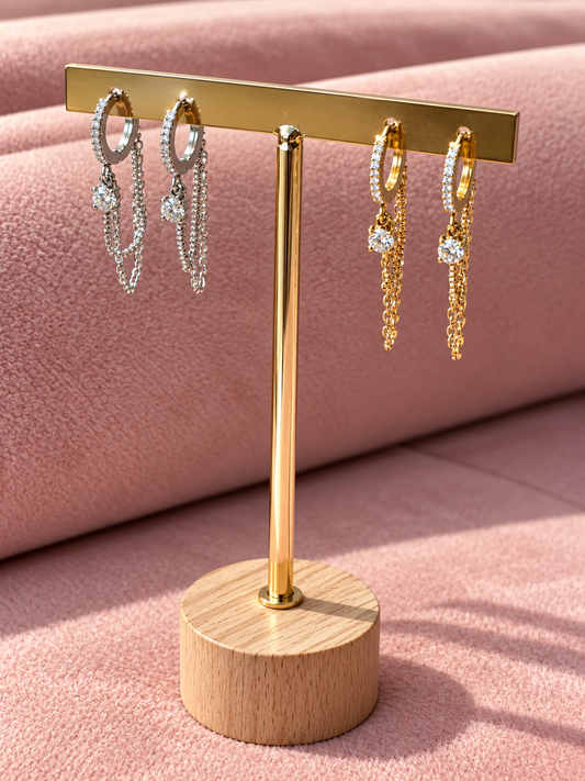 Boucles d’oreilles créole mini et chaîne