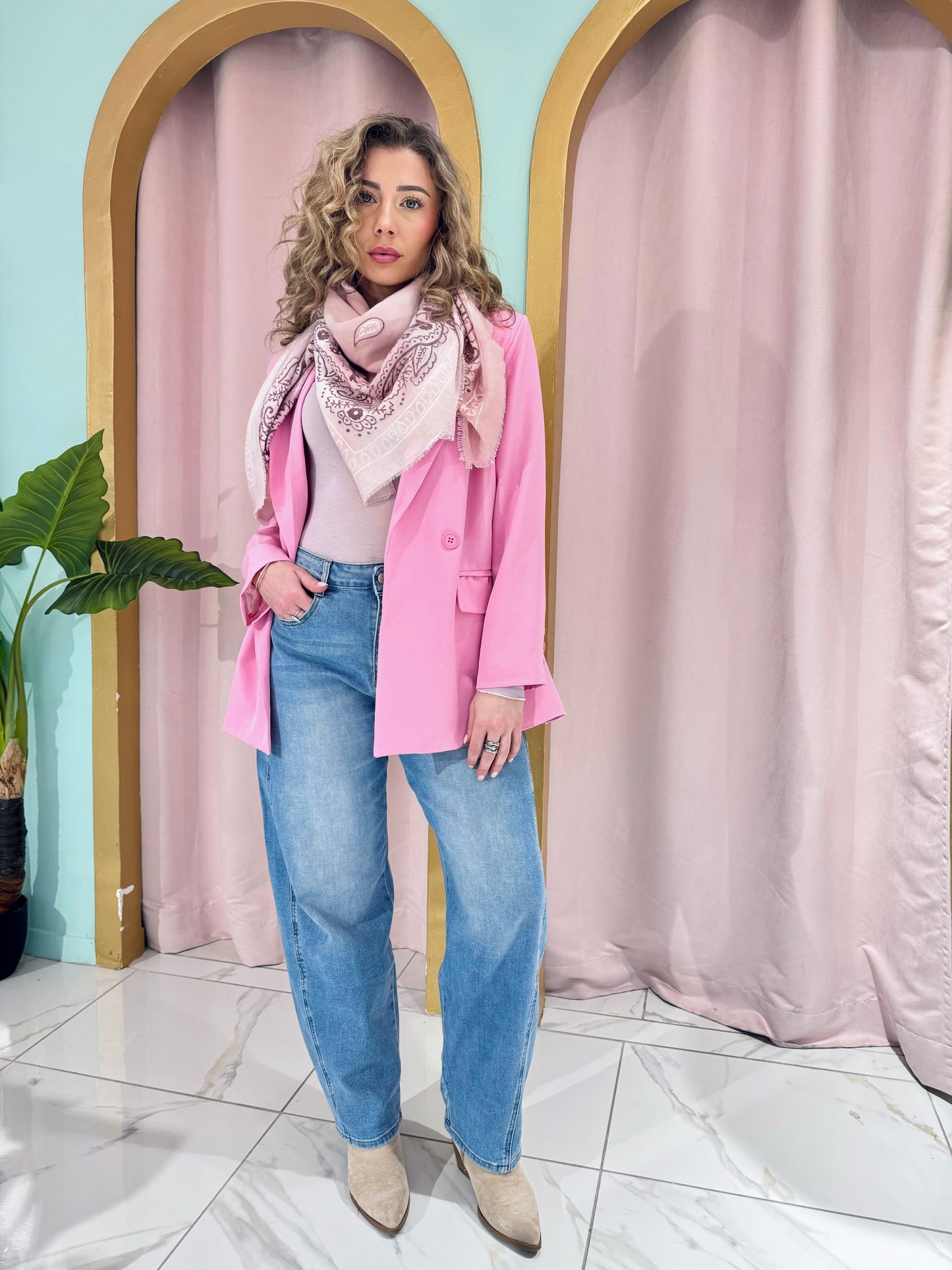 Veste tailleur oversize rose