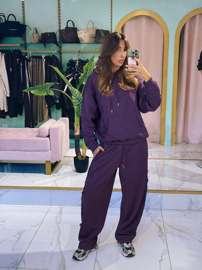 Sweat d’Ensemble streetwear violet – pull à capuche