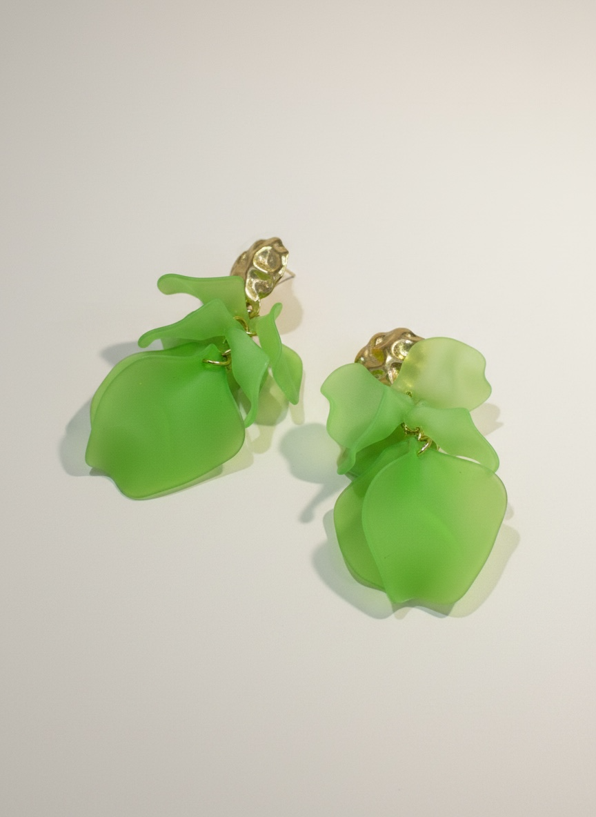 Boucles d’oreilles fleur résine - vert