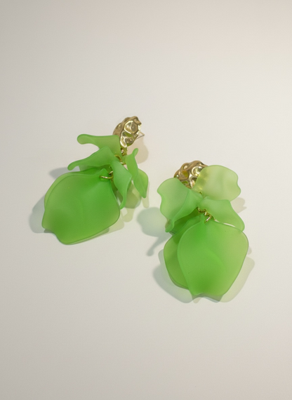 Boucles d’oreilles fleur résine - vert