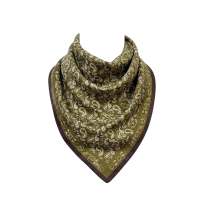 Foulard carré satin kaki & chocolat