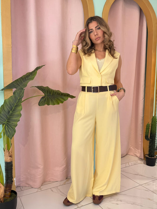Pantalon palazzo fluide – jaune