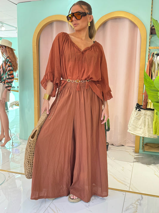 Pantalon jupe oversize - terracota