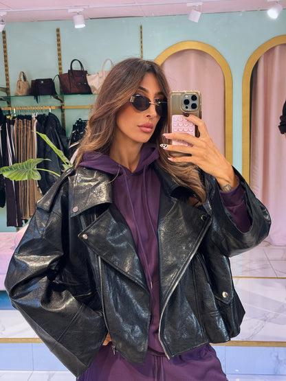 Perfecto oversize en simili cuir- noir