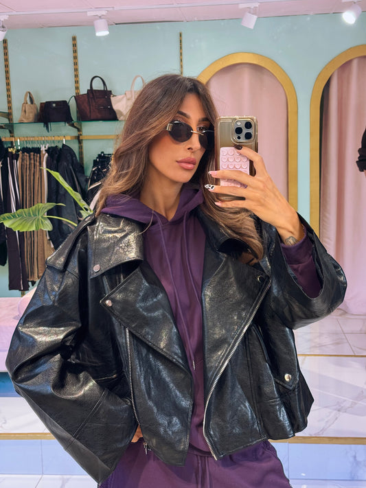Perfecto oversize en simili cuir- noir