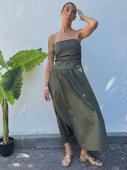 🌿 Robe Longue Bandeau – kaki