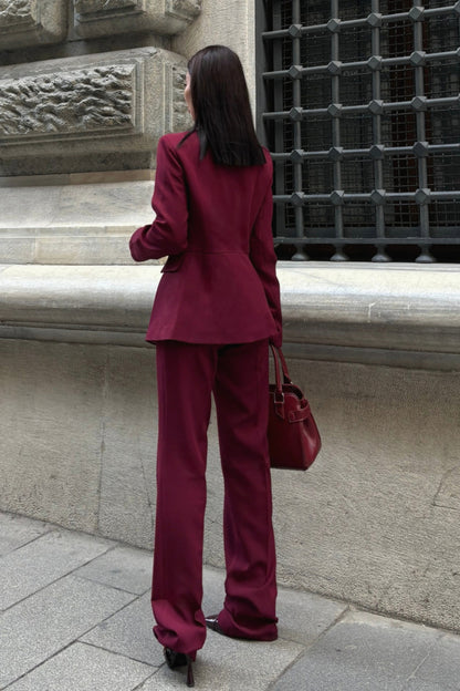 Veste Tailleur Élégance Structurée - Bordeaux Intense