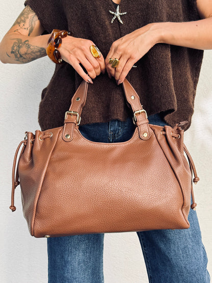 Sac bowling en simili grainé – Grand format – Style intemporel- marron
