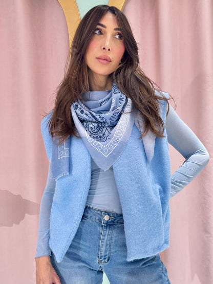Chèche bandana bleu ciel