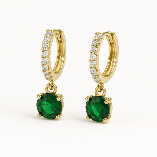 Boucle d’oreille spacy pendentif rond vert