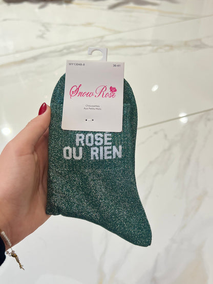 Chaussettes pailletées - message rosé ou rien
