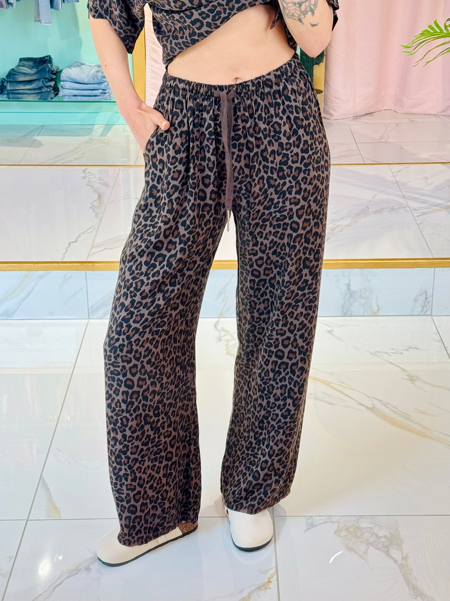 Pantalon ample léopard