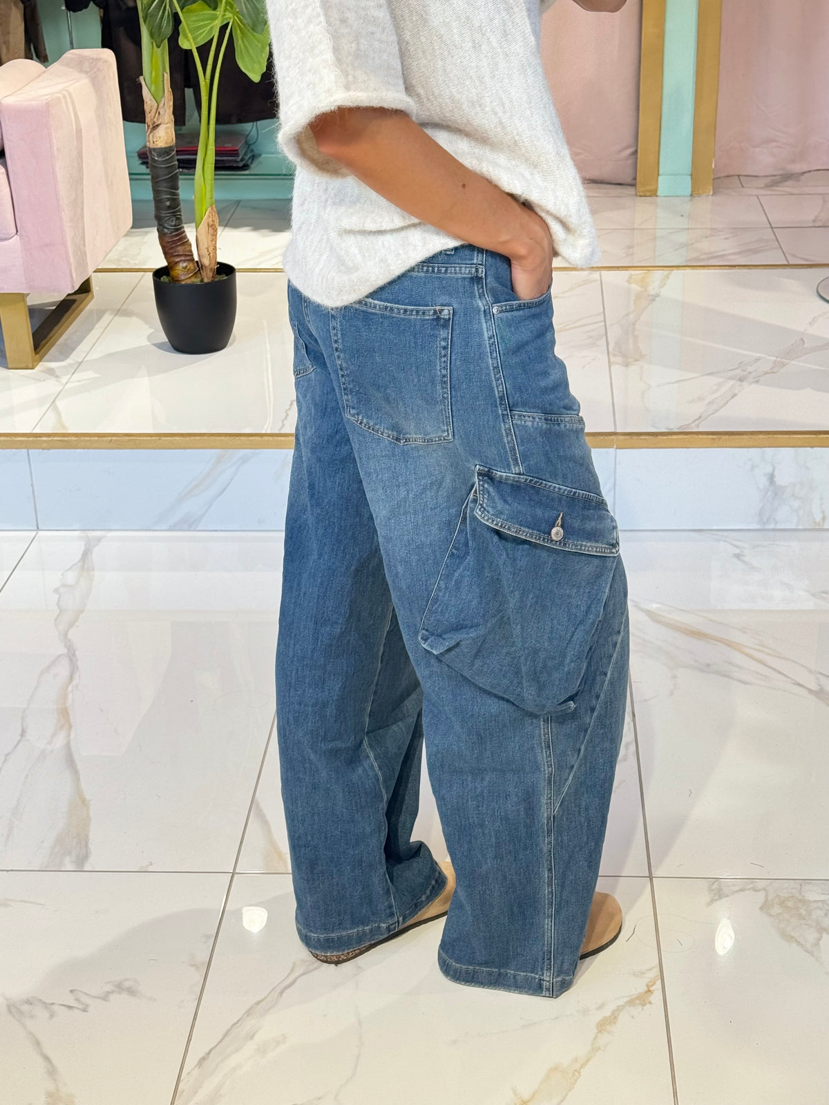 Jean Marivy Mid Blue – Balloon Wide Leg